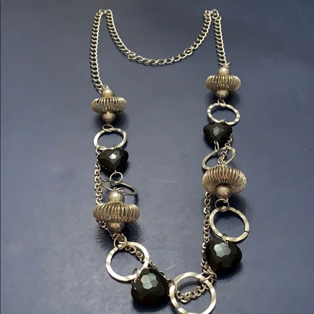 Black and Silver Long Necklace